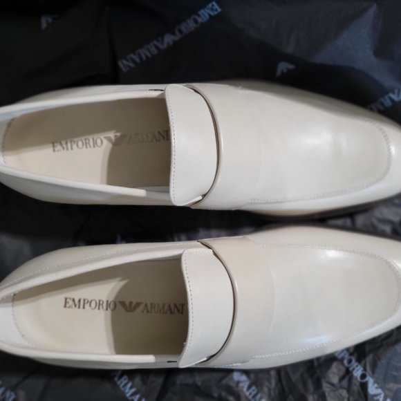 Emporio Armani Leather Loafers, EU 41, White